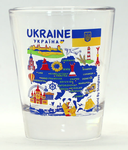 Ukraine Landmarks and Icons Collage Shot Glass