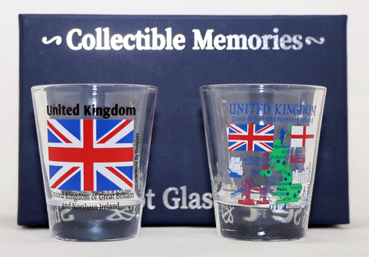 United Kingdom (England) Souvenir Boxed Shot Glass Set (Set of 2)