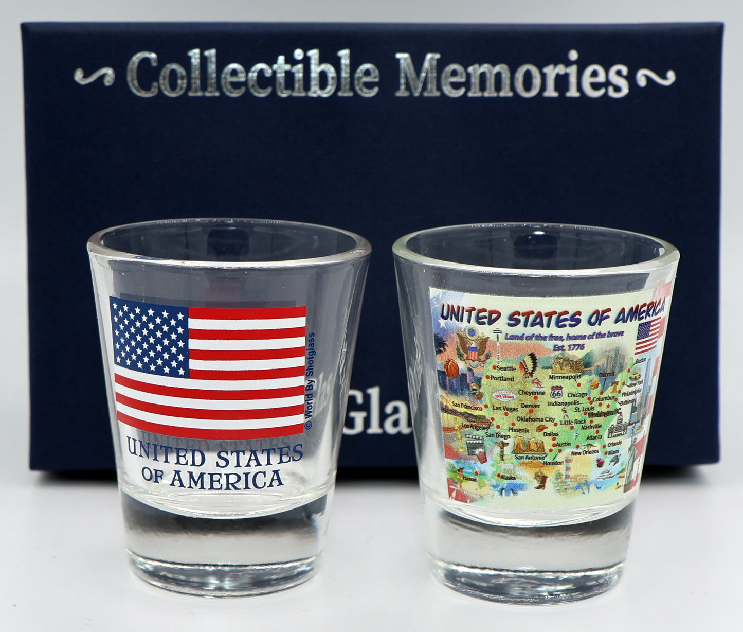 United States USA Souvenir Boxed Shot Glass Set (Set of 2)