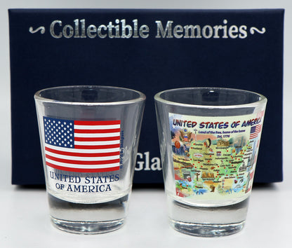 United States USA Souvenir Boxed Shot Glass Set (Set of 2)