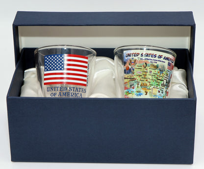 United States USA Souvenir Boxed Shot Glass Set (Set of 2)