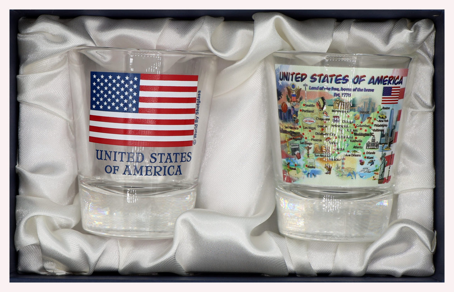 United States USA Souvenir Boxed Shot Glass Set (Set of 2)