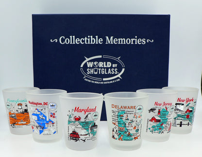 United States USA Mid-Atlantic States Souvenir Boxed Shot Glass Set (Set of 6)
