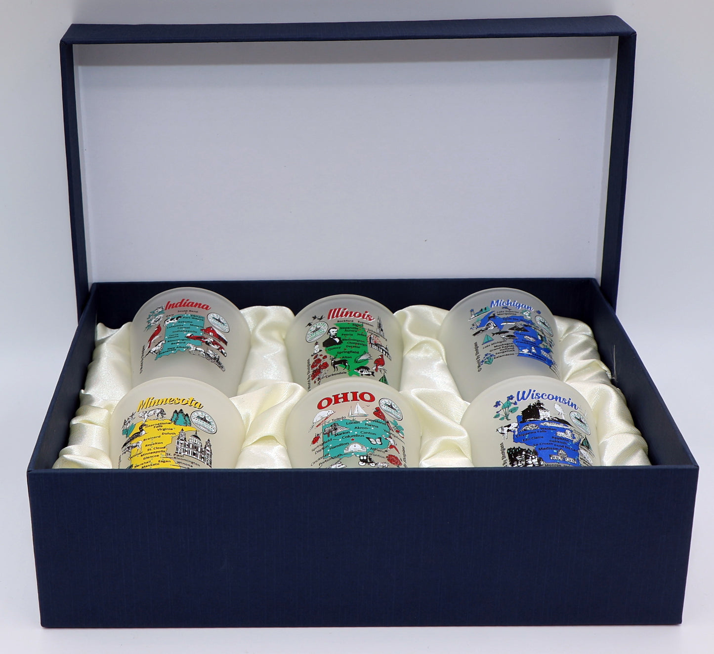 United States USA Midwestern Great Lakes States Souvenir Boxed Shot Glass Set (Set of 6)
