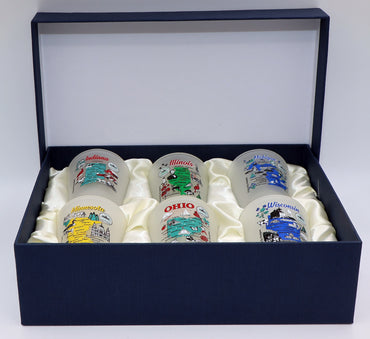 United States USA Midwestern Great Lakes States Souvenir Boxed Shot Glass Set (Set of 6)