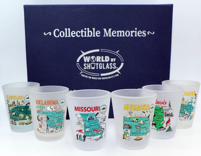 United States USA Midwestern Great Plains States Souvenir Boxed Shot Glass Set (Set of 6)
