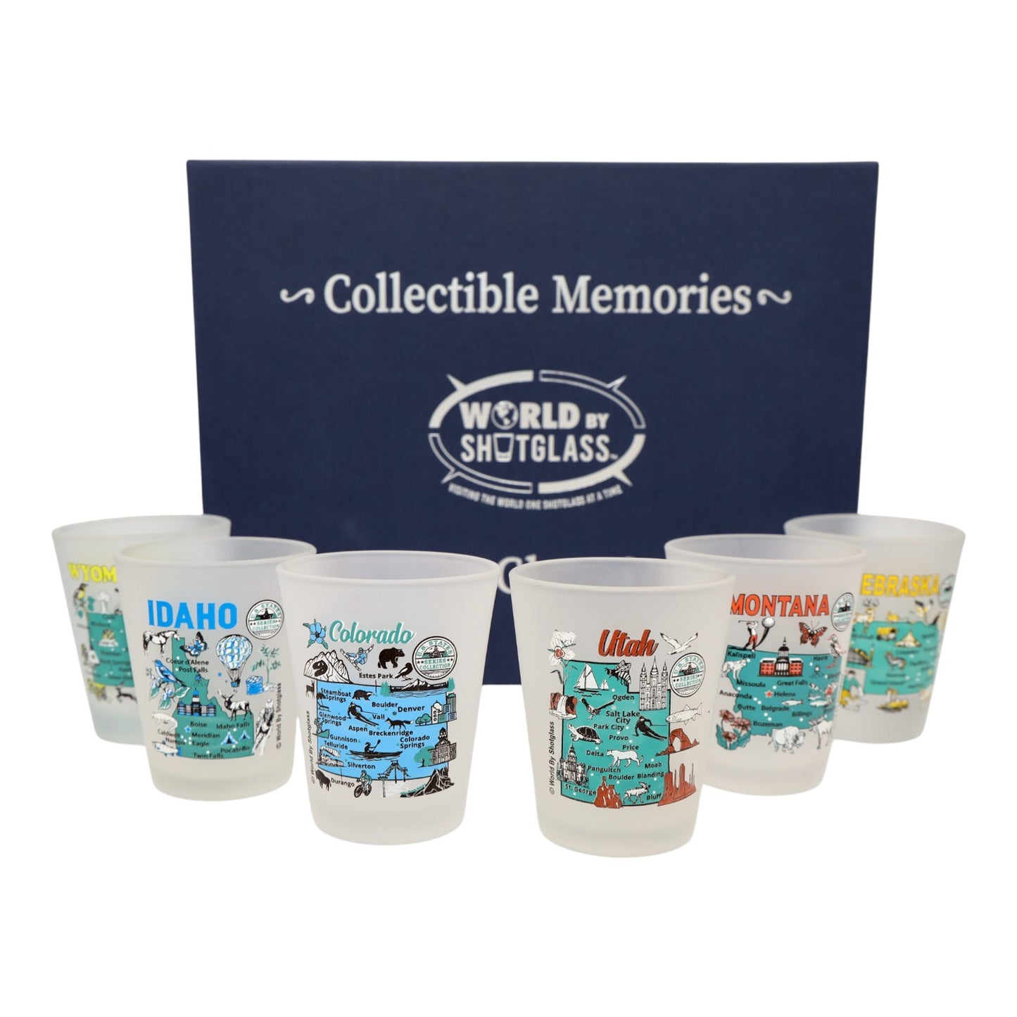 United States USA Mountain West States Souvenir Boxed Shot Glass Set (Set of 6)