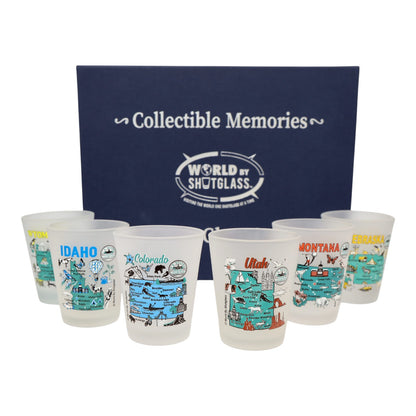 United States USA Mountain West States Souvenir Boxed Shot Glass Set (Set of 6)