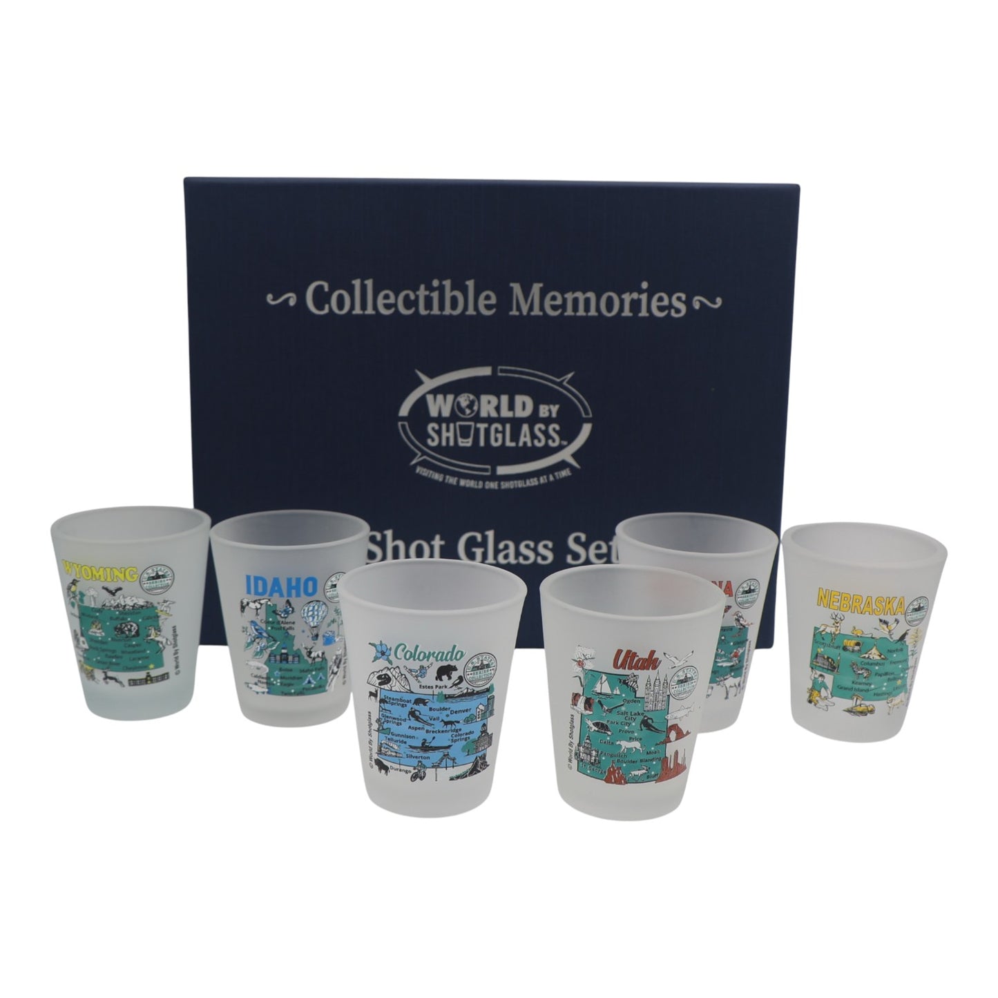 United States USA Mountain West States Souvenir Boxed Shot Glass Set (Set of 6)