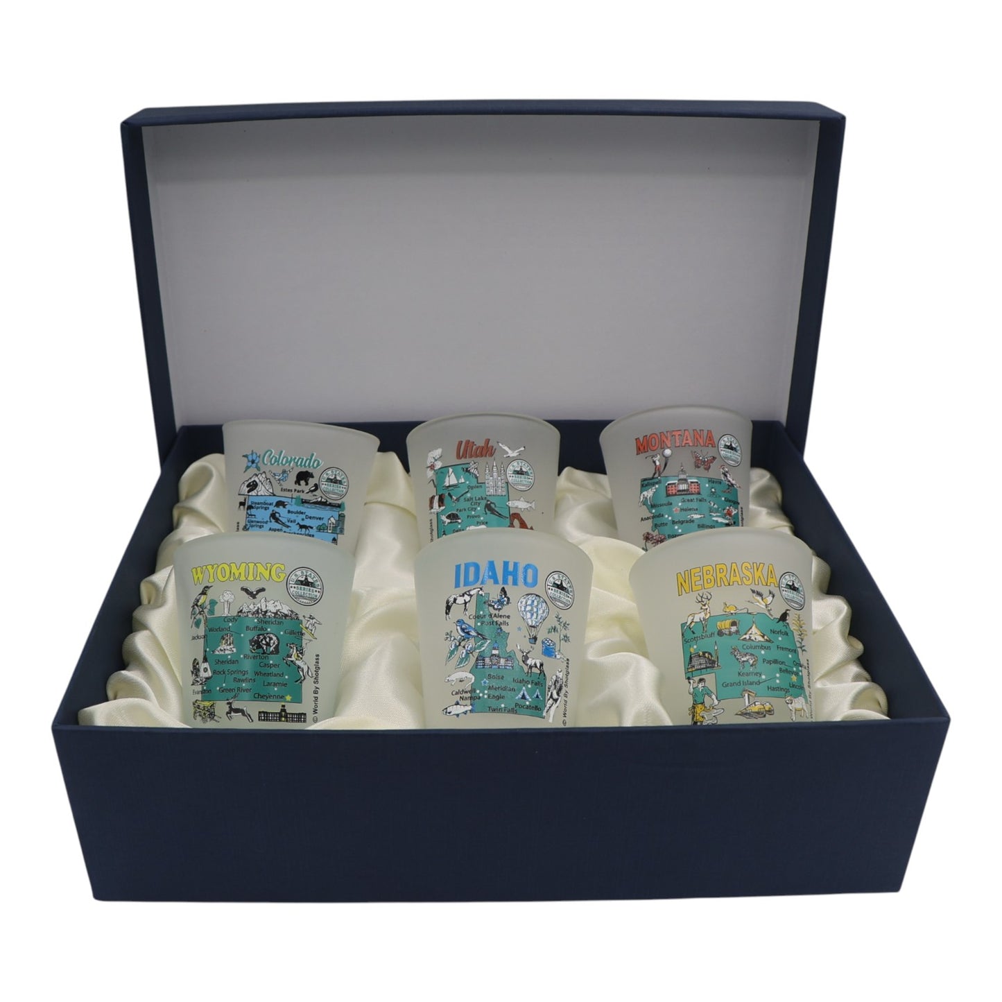 United States USA Mountain West States Souvenir Boxed Shot Glass Set (Set of 6)