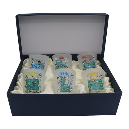 United States USA Mountain West States Souvenir Boxed Shot Glass Set (Set of 6)