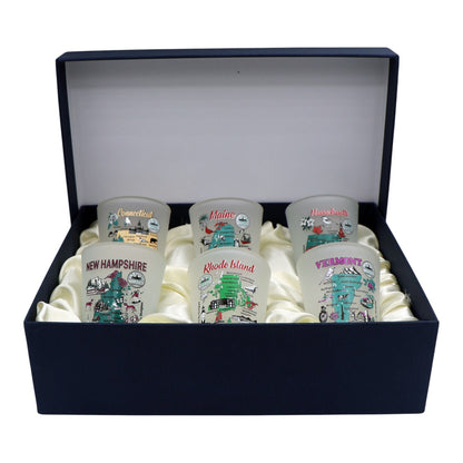 United States USA New England States Souvenir Boxed Shot Glass Set (Set of 6)