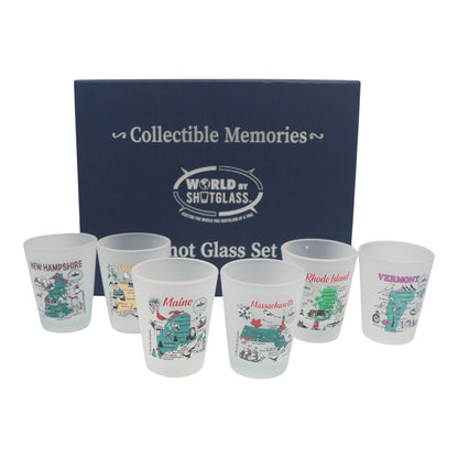 United States USA New England States Souvenir Boxed Shot Glass Set (Set of 6)