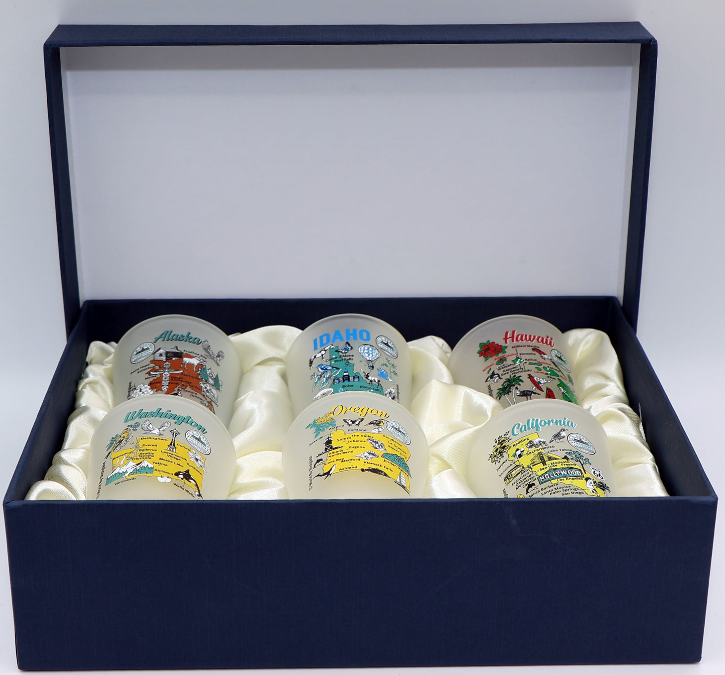 United States USA Pacific States Souvenir Boxed Shot Glass Set (Set of 6)