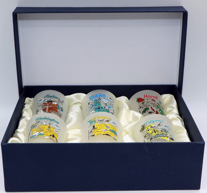 United States USA Pacific States Souvenir Boxed Shot Glass Set (Set of 6)