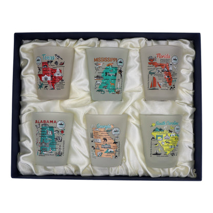 United States USA Southeastern States Souvenir Boxed Shot Glass Set (Set of 6)