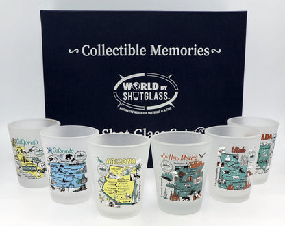 United States USA Southwestern States Souvenir Boxed Shot Glass Set (Set of 6)