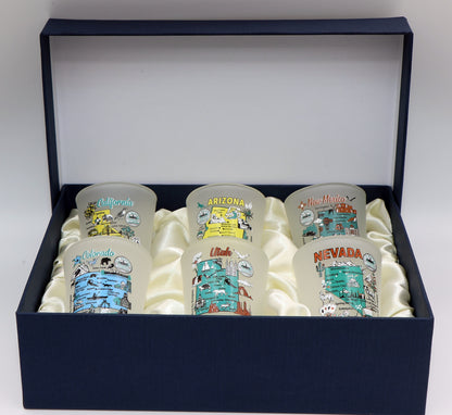 United States USA Southwestern States Souvenir Boxed Shot Glass Set (Set of 6)
