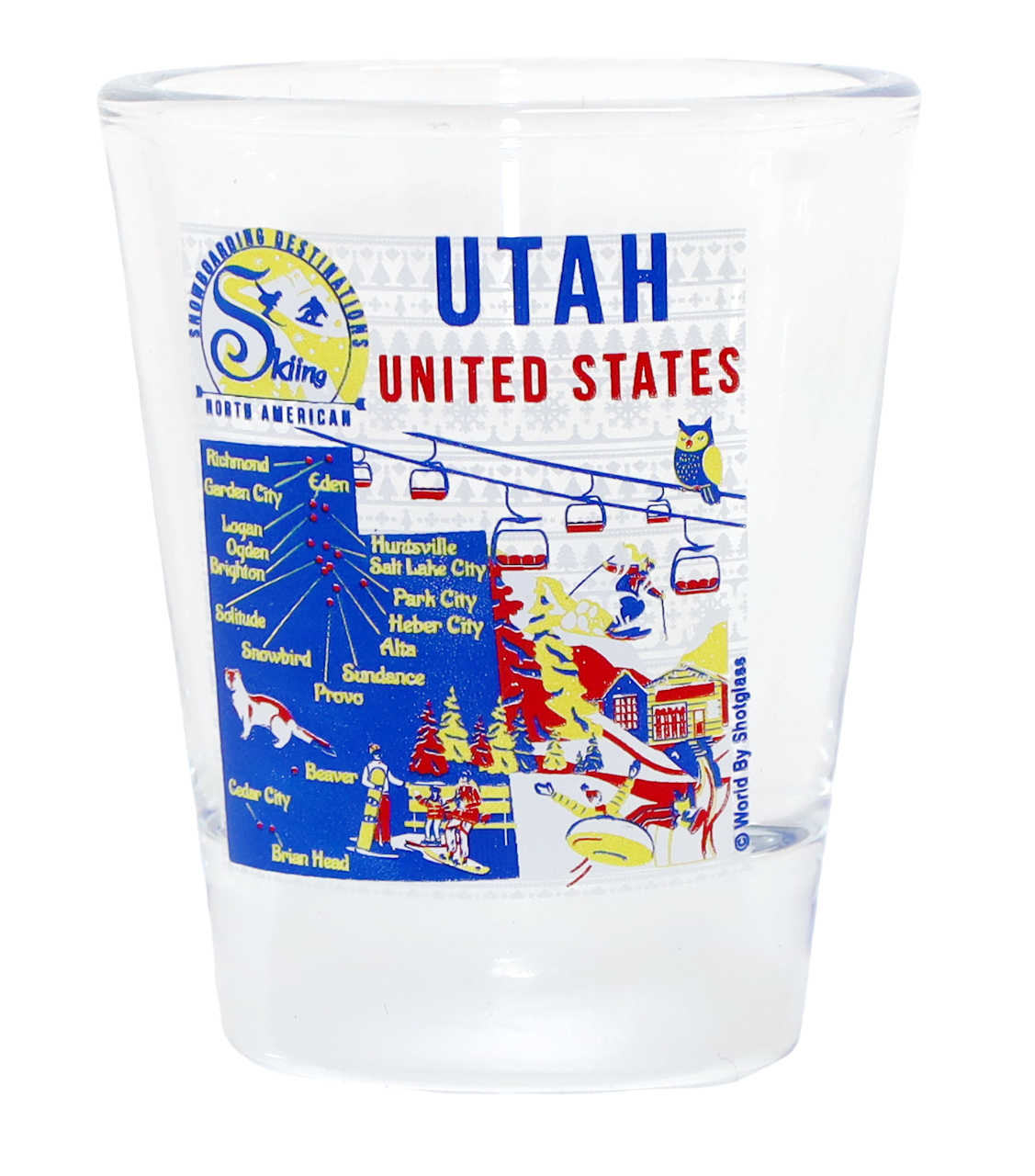 Utah North American Skiing and Snowboarding Destinations Shot Glass