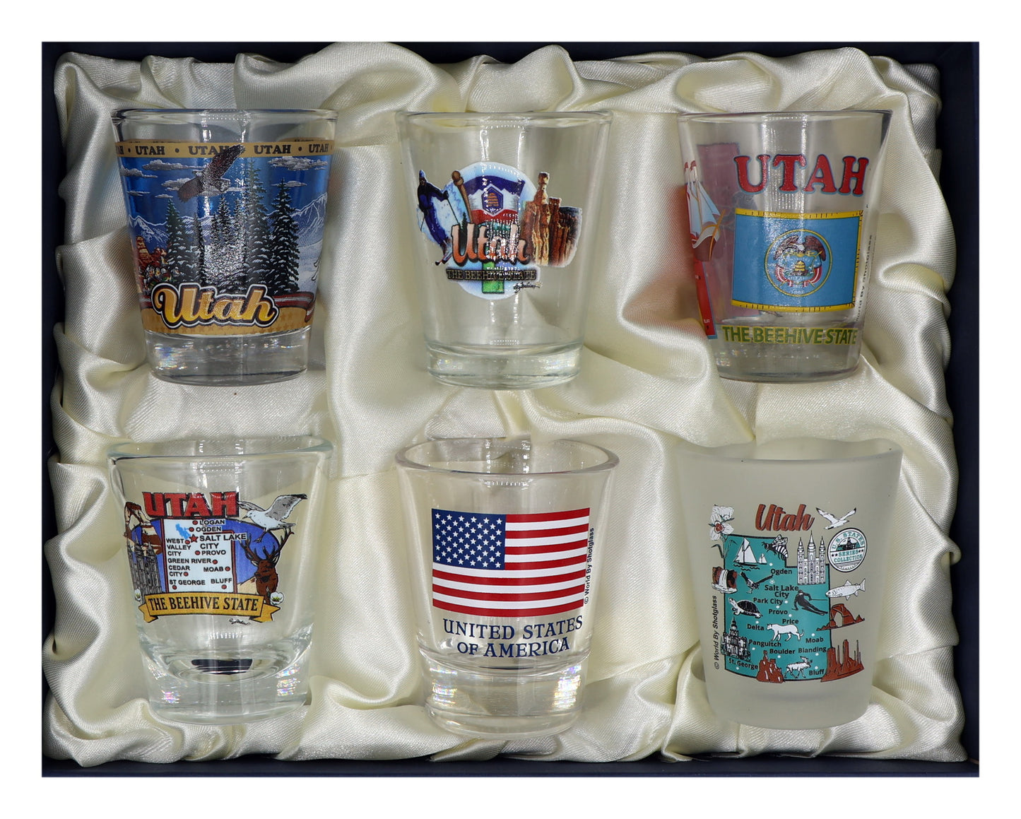 Utah United States USA Souvenir Boxed Shot Glass Set (Set of 6)