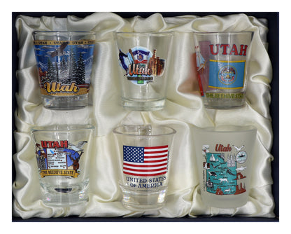 Utah United States USA Souvenir Boxed Shot Glass Set (Set of 6)