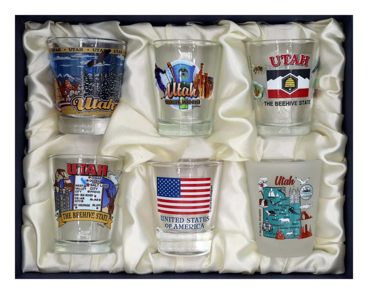 Utah United States USA Souvenir Boxed Shot Glass Set (Set of 6)