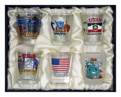 Utah United States USA Souvenir Boxed Shot Glass Set (Set of 6)
