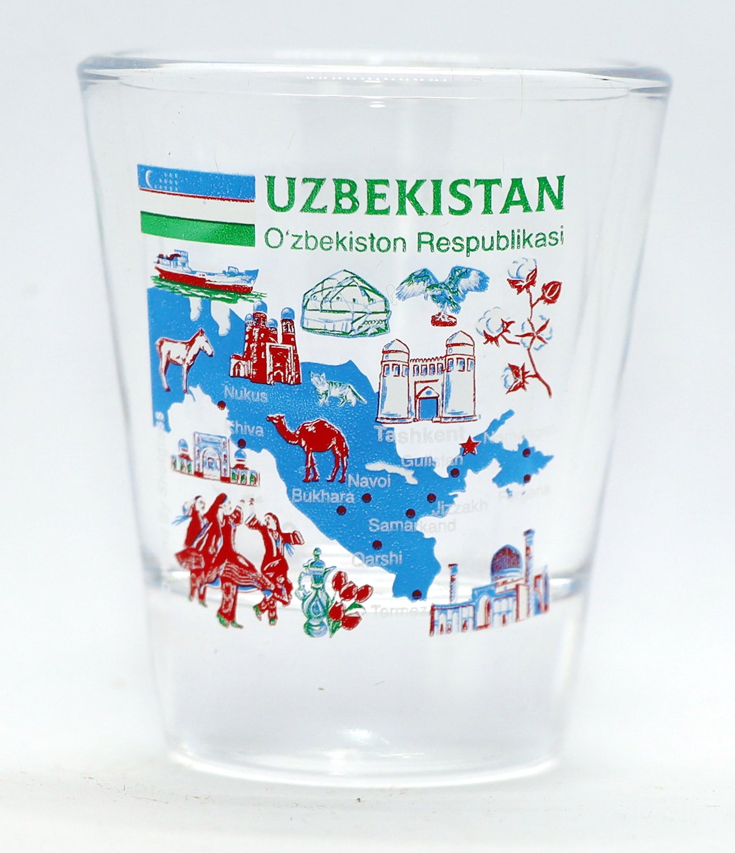 Uzbekistan Landmarks and Icons Collage Shot Glass