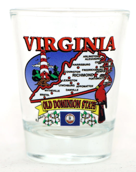 Virginia State Elements Map Shot Glass