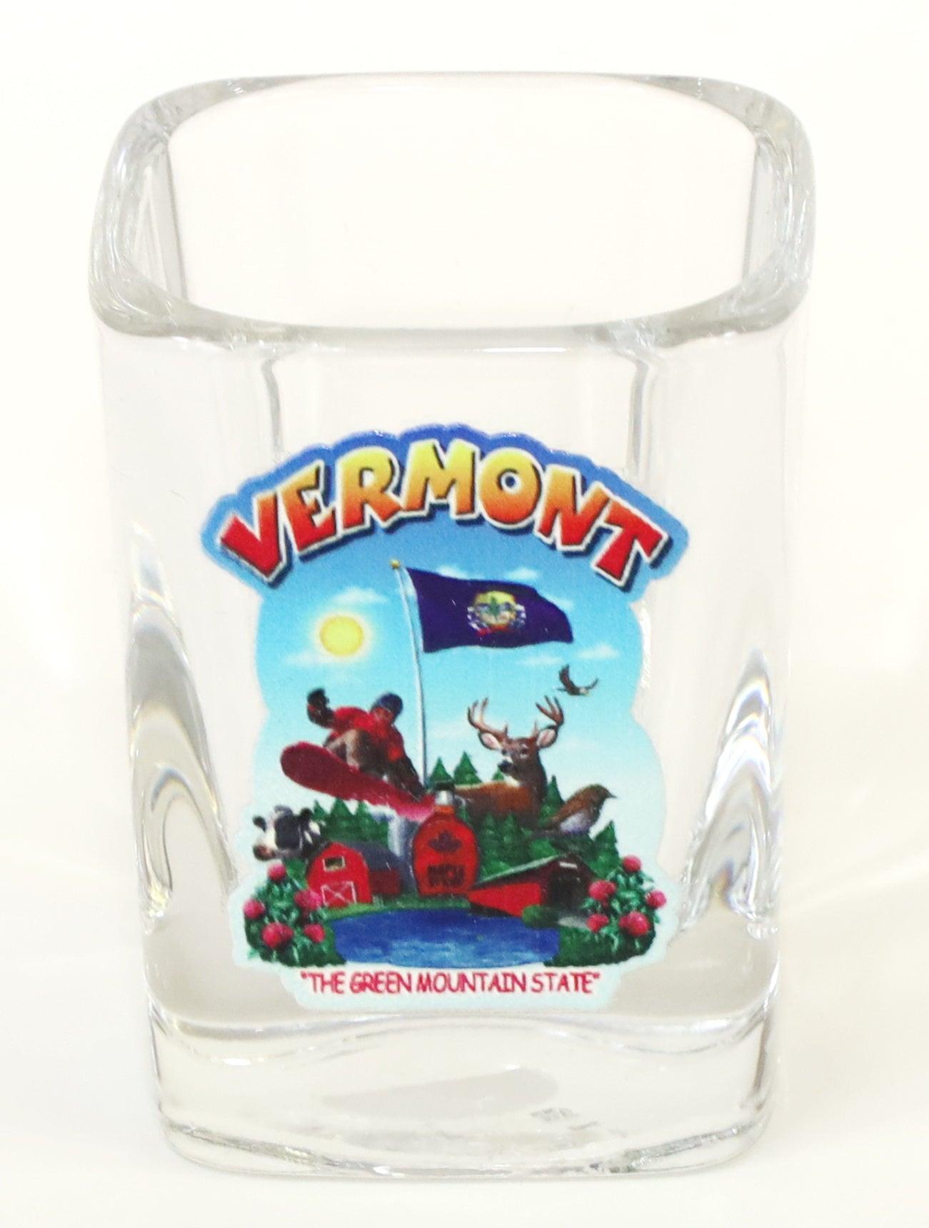 Vermont State Montage Square Shot Glass