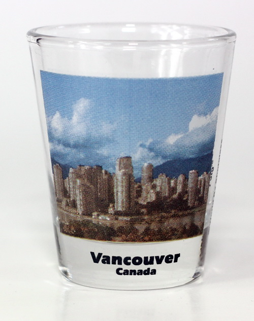 Vancouver British Columbia Canada City Skyline Color Photo Shot Glass