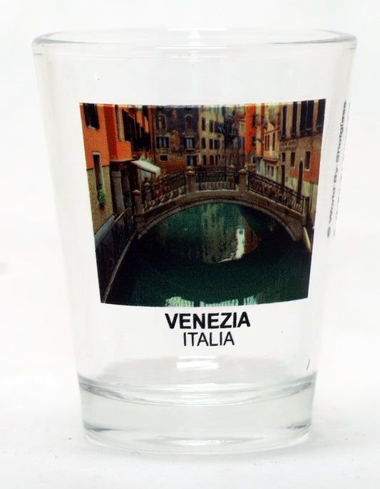 Venice Italy Canal Bridge and Reflections Color Photo Shot Glass