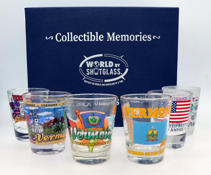 Vermont United States USA Souvenir Boxed Shot Glass Set (Set of 6)