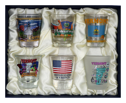 Vermont United States USA Souvenir Boxed Shot Glass Set (Set of 6)