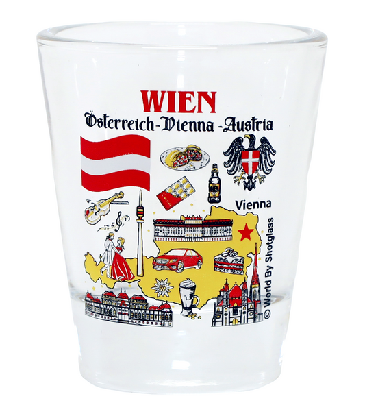 Vienna (Wien) Austria Landmarks and Icons Collage Shot Glass