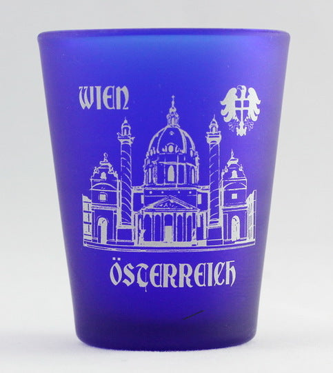 Vienna (Wien) Austria Cobalt Blue Frosted Shot Glass