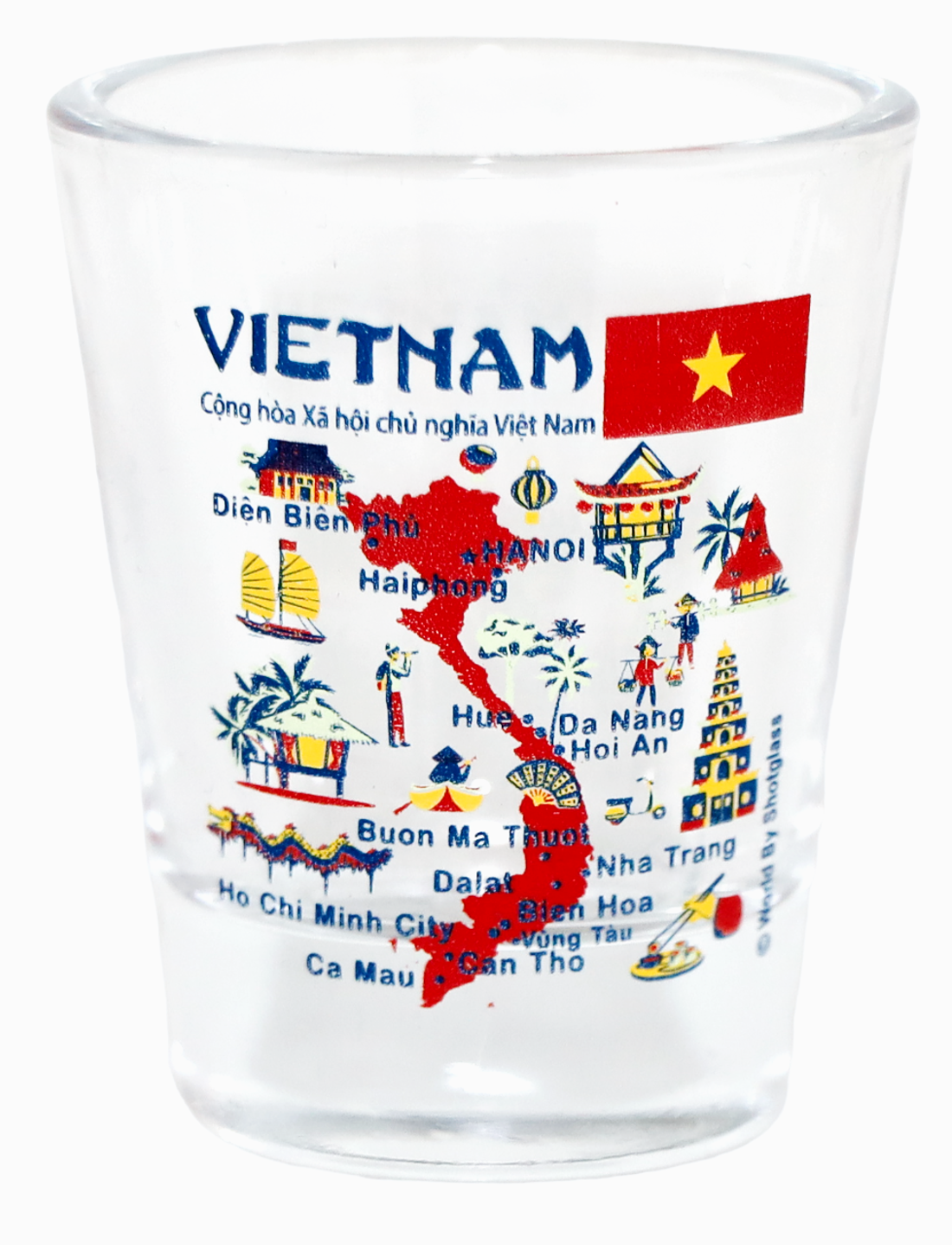 Vietnam Landmarks And Icons Collage Shot Glass