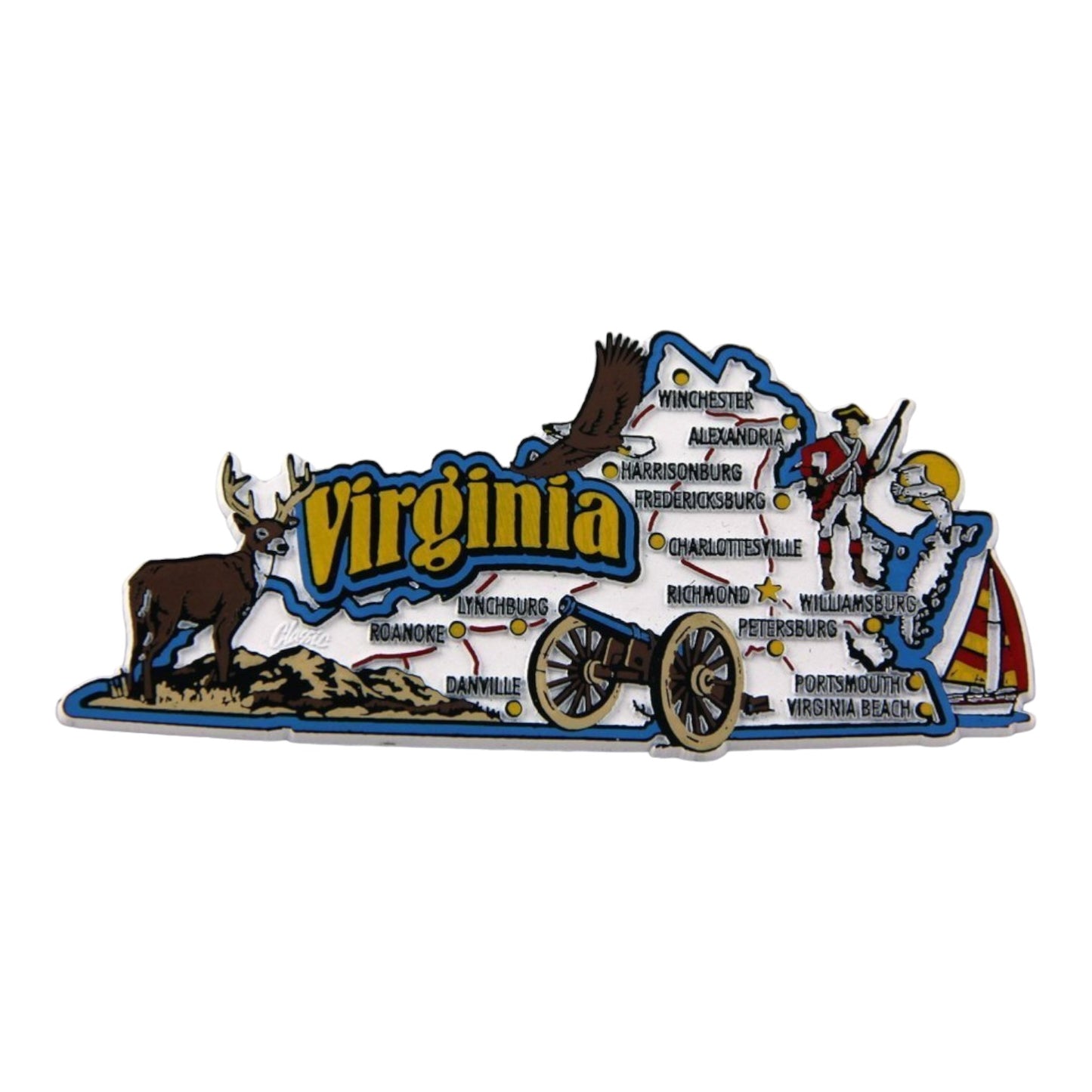 Virginia State Map and Landmarks Collage Magnet