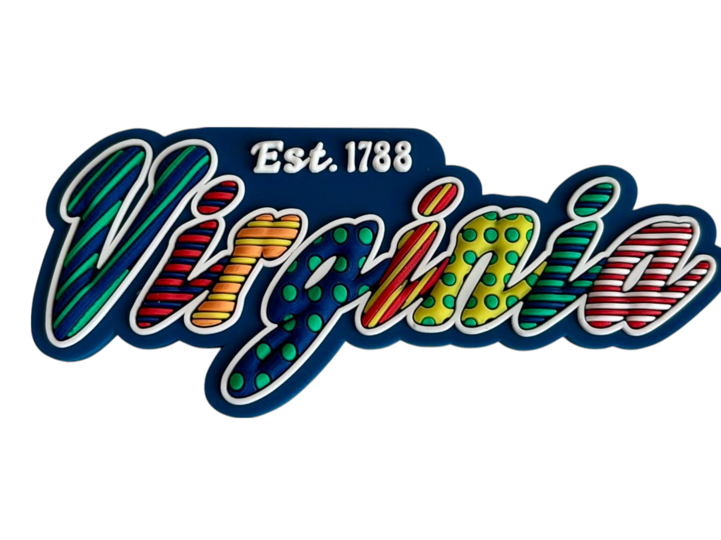 Virginia Festive Multicolor Letters Fridge Designer Magnet 3.25" x 1.25"