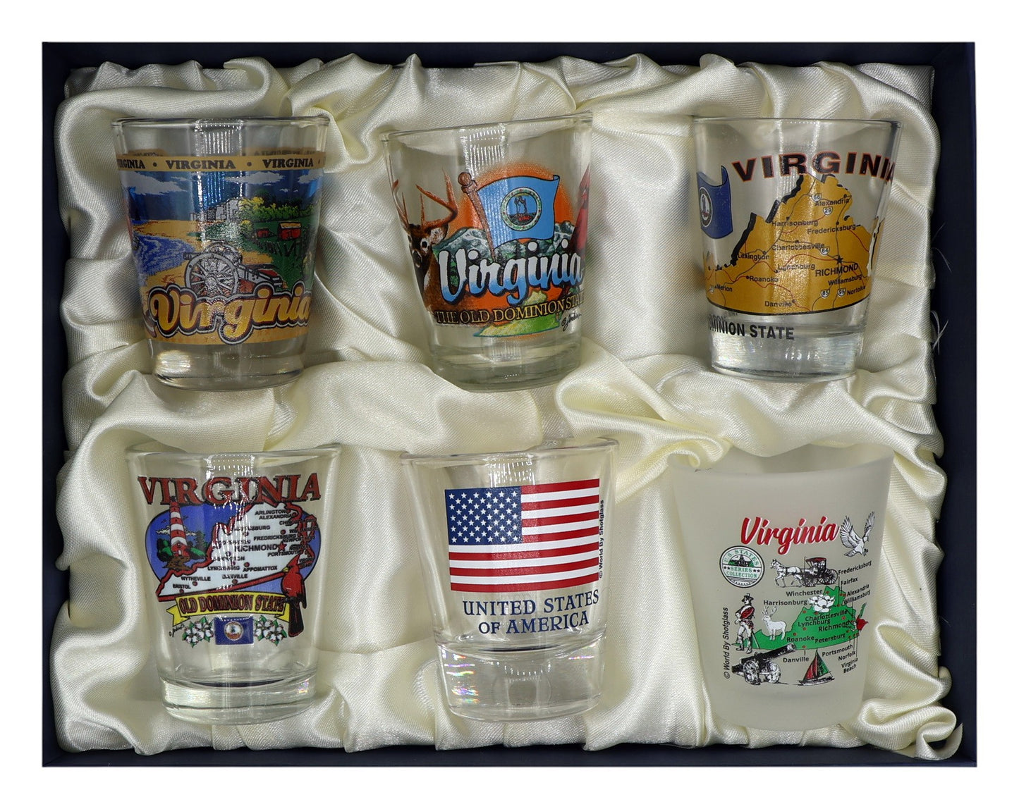 Virginia United States USA Souvenir Boxed Shot Glass Set (Set of 6)