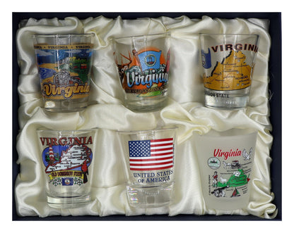 Virginia United States USA Souvenir Boxed Shot Glass Set (Set of 6)