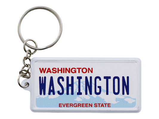 Washington License Plate Aluminum Ultra-Slim Rectangular Souvenir Keychain 2.5" X 1.25"x 0.06"