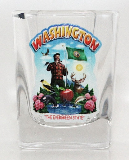 Washington State Montage Square Shot Glass
