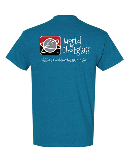 T-Shirt Gildan Adult Heavy Cotton Double-Sided Color *Sapphire Antique* Brand World By Shotglass