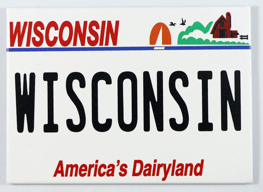 Wisconsin License Plate Fridge Collector's Souvenir Magnet 2.5" X 3.5"