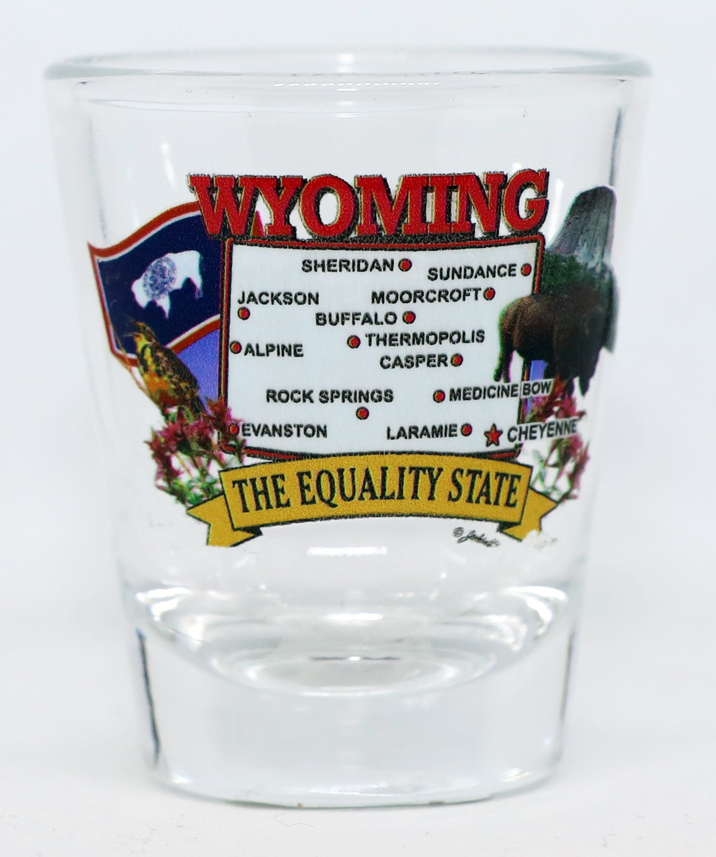 Wyoming State Elements Map Shot Glass