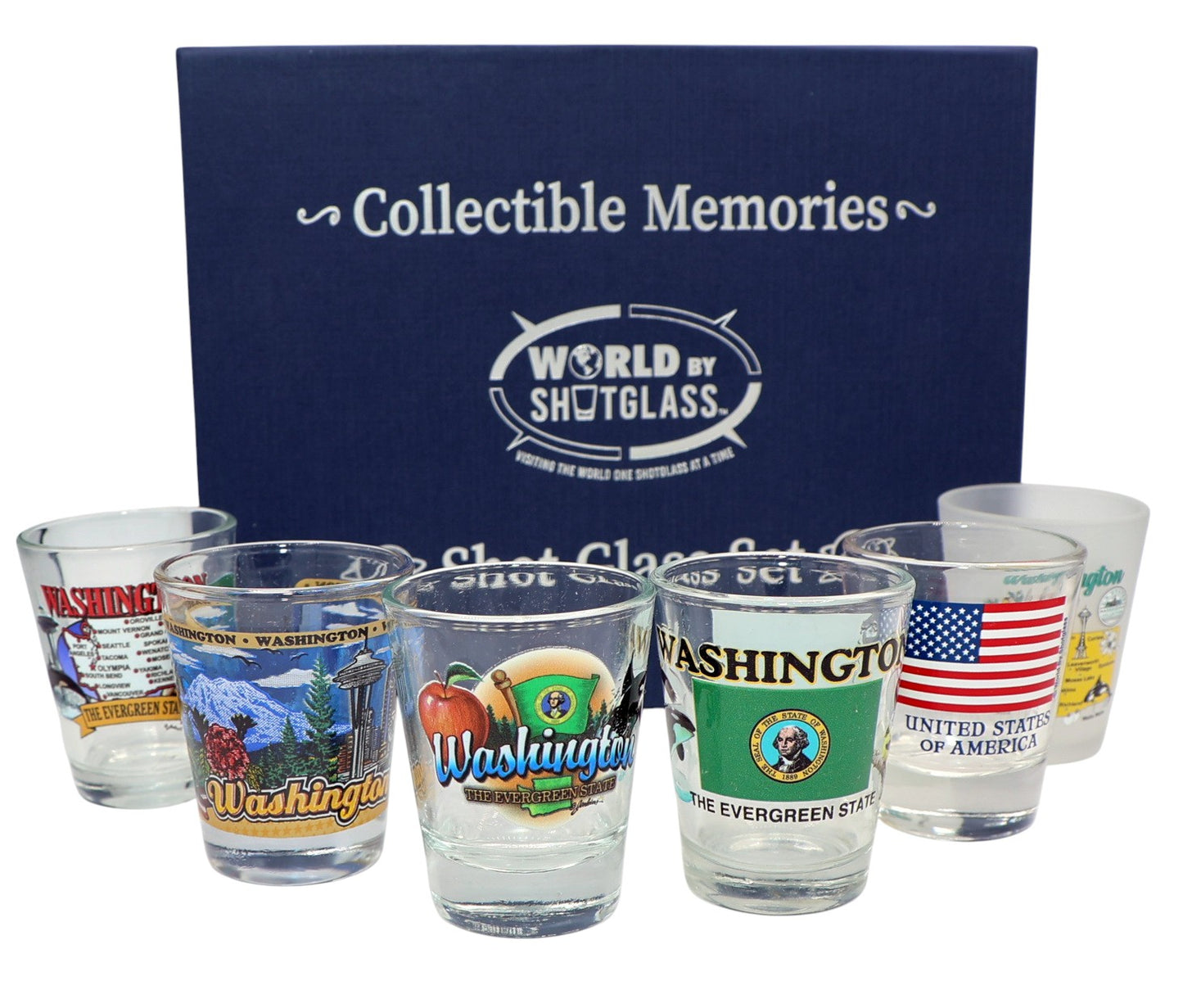 Washington United States USA Souvenir Boxed Shot Glass Set (Set of 6)