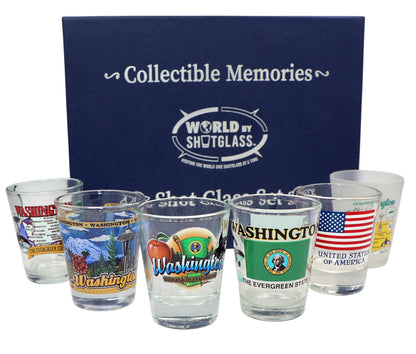 Washington United States USA Souvenir Boxed Shot Glass Set (Set of 6)