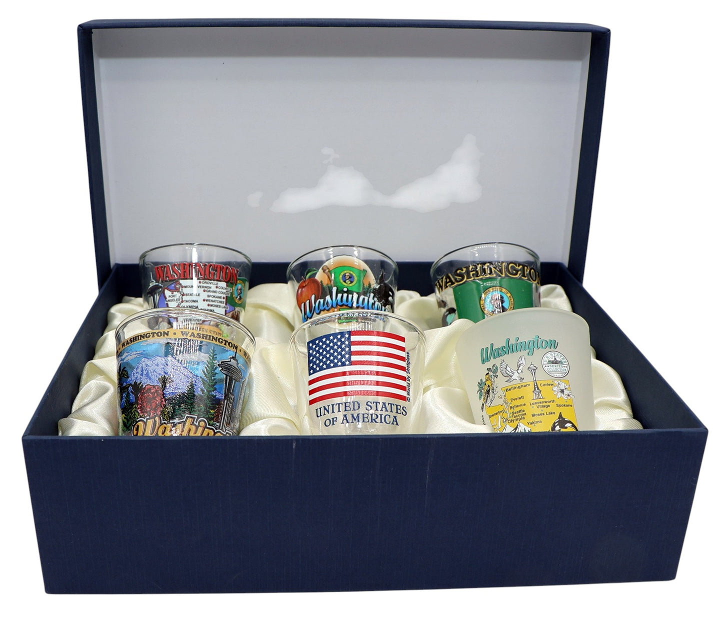 Washington United States USA Souvenir Boxed Shot Glass Set (Set of 6)