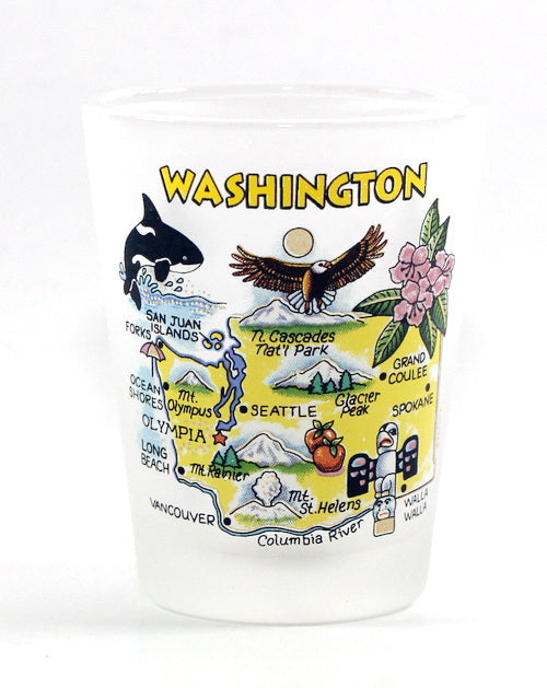 Washington Map Frosted Shot Glass